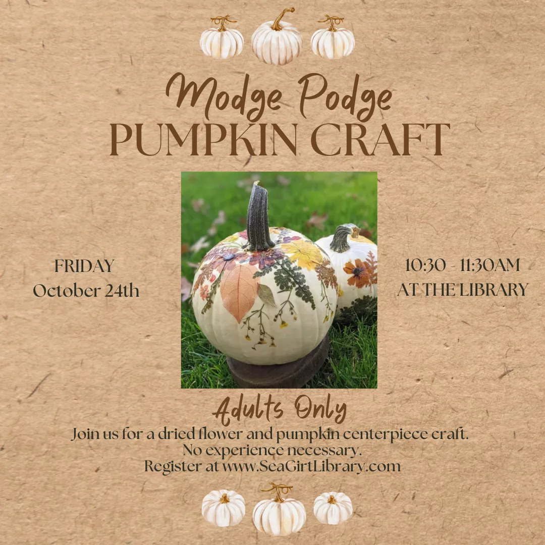Modge Podge Pumpkin Craft on Oct. 24