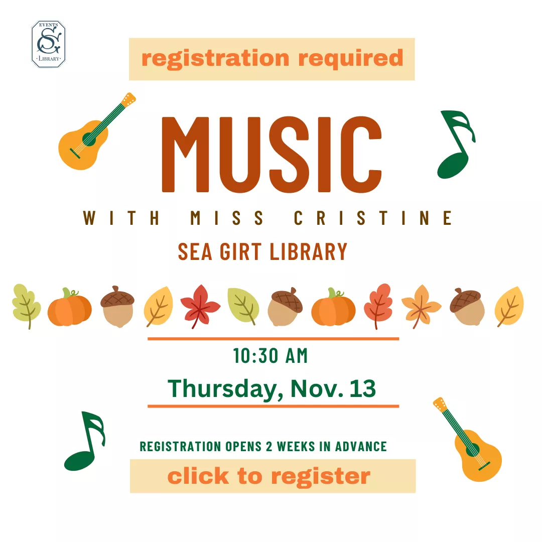 Music with Ms. Cristine on Nov. 13 @ 10:30 AM