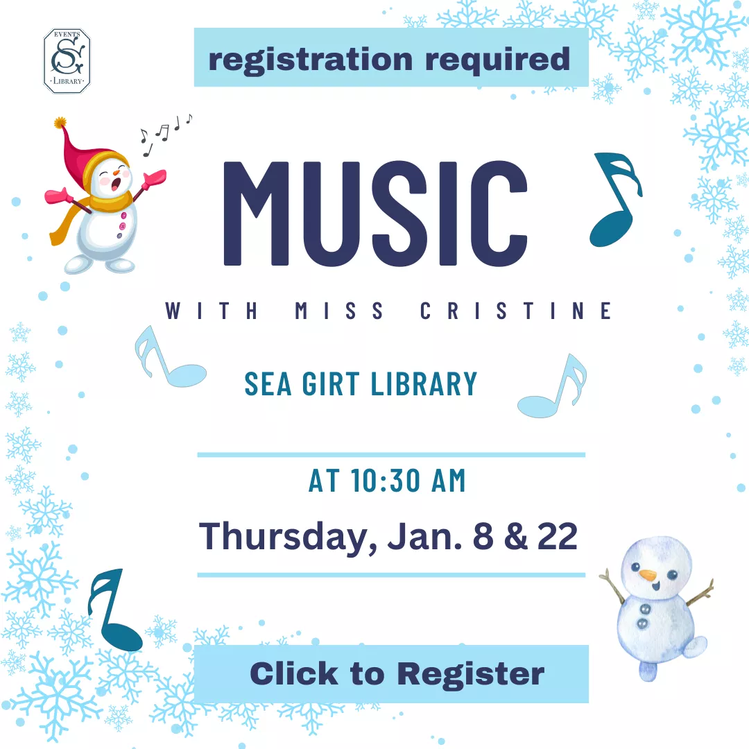 Music Classes with Ms. Cristine on Jan. 8 &amp; 22 @ 10:30 AM