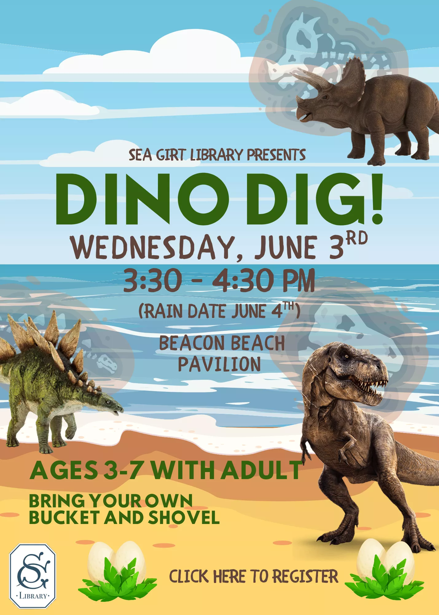 Dino Dig on June 3 @ 3:30-4:30 PM (Rain Date June 4)