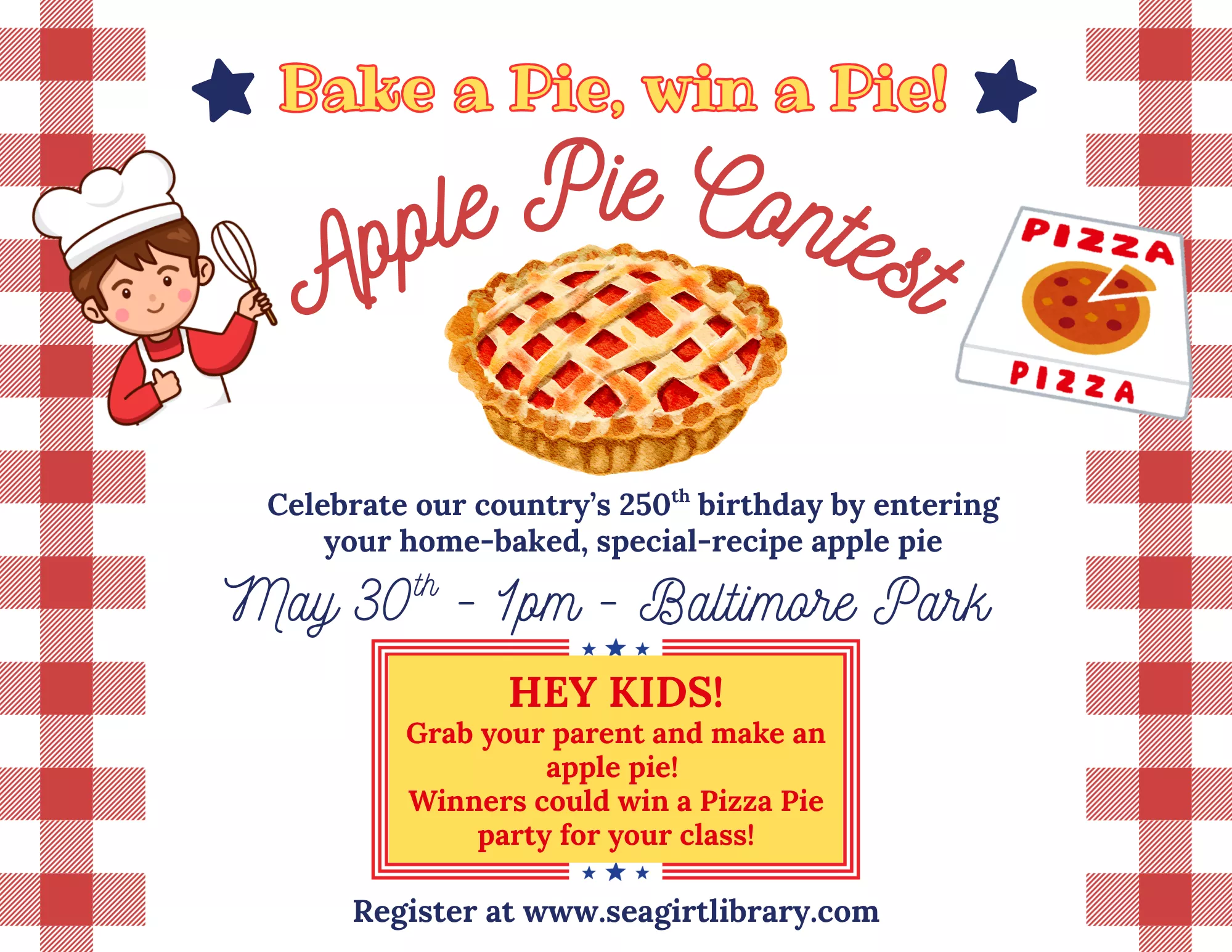 Apple Pie Contest on May 30 @ 1 PM @ Baltimore Park