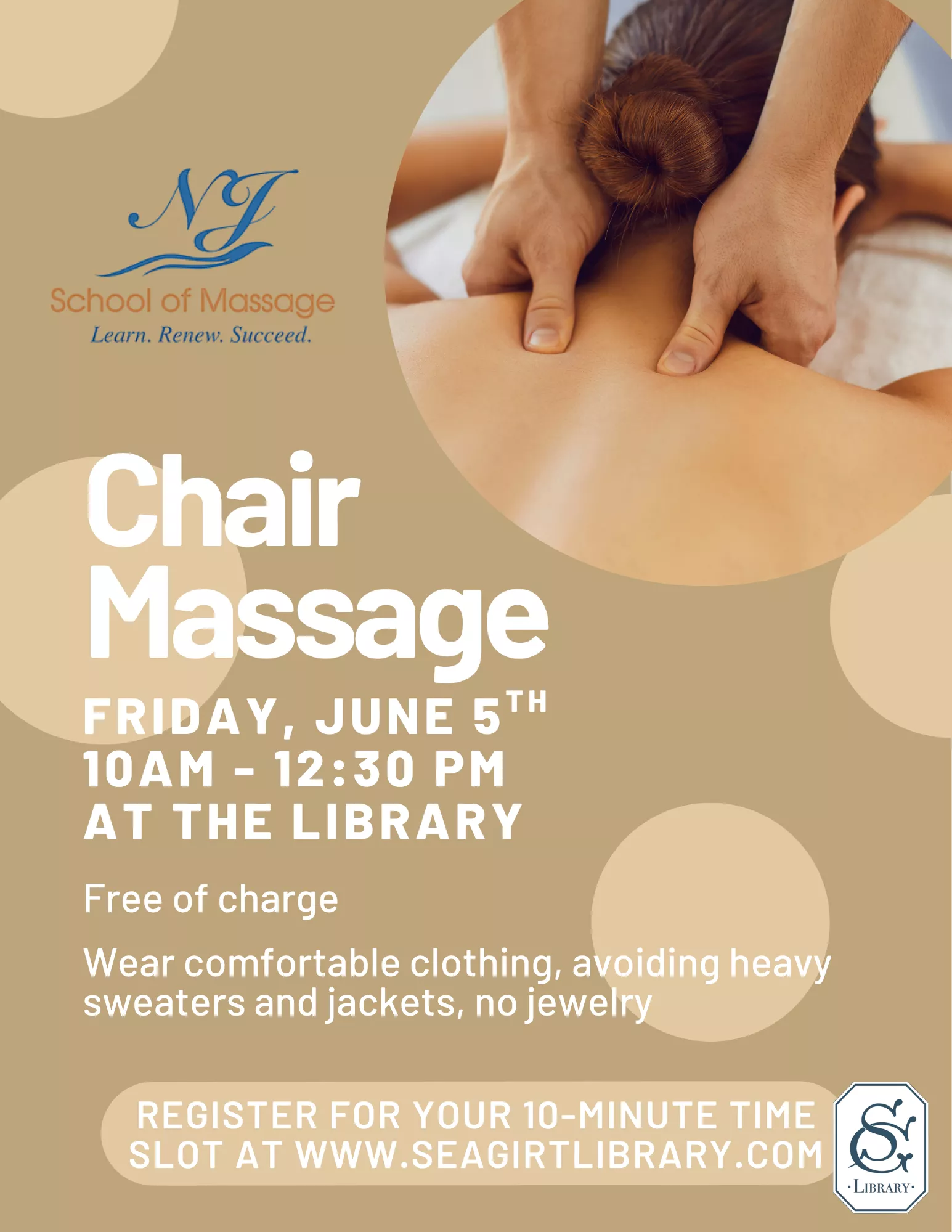 Chair Massages on June 5 @ 10 AM