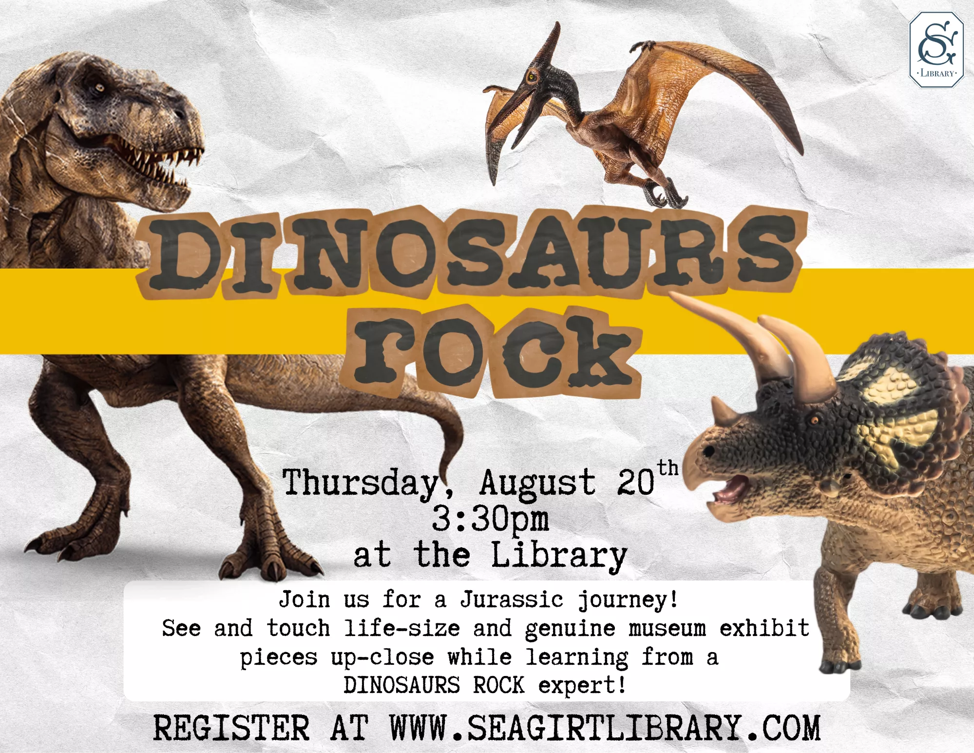 Dinosaurs Rock on August 20 @ 3:30-4:30 PM