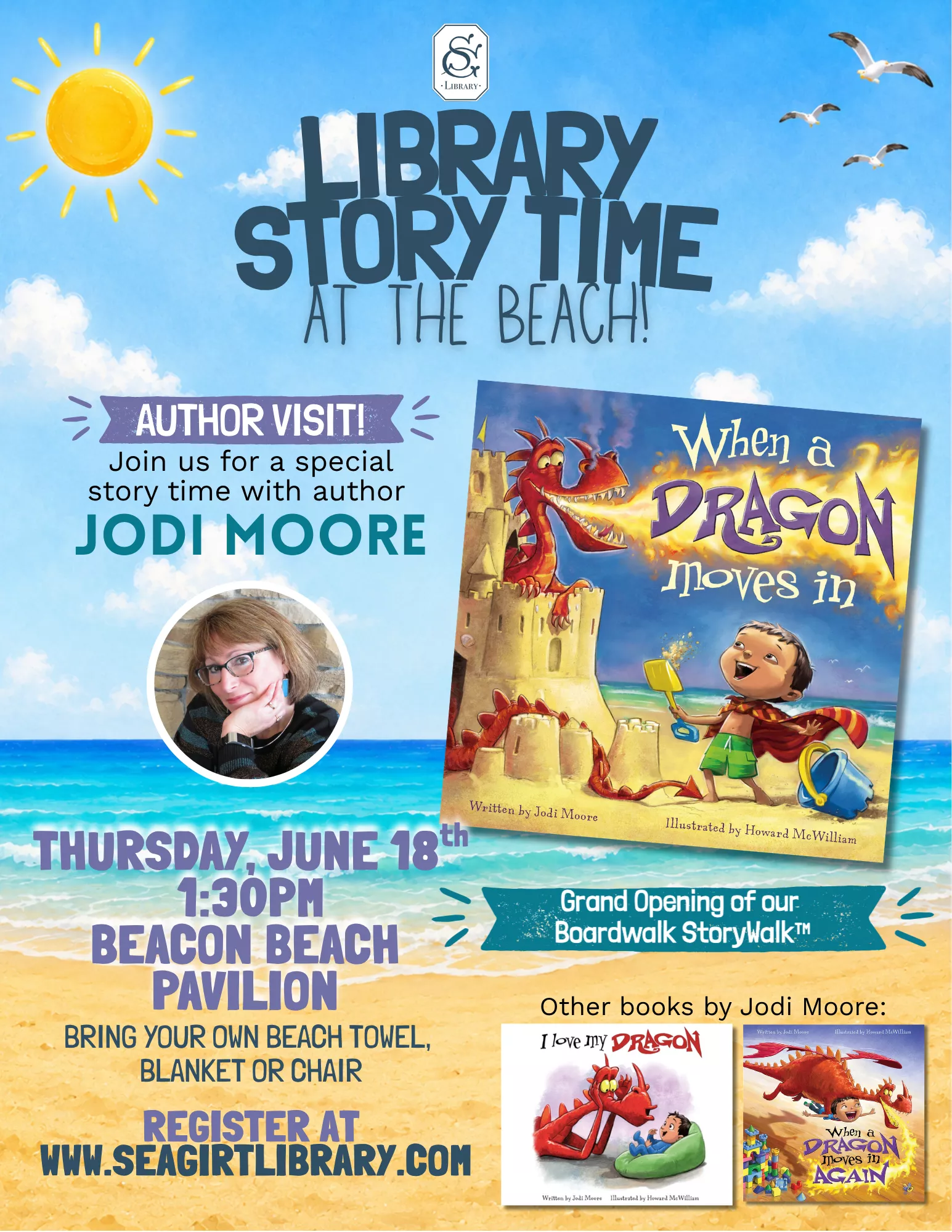 Story Time at the Beach with Jodi Moore on June 18 @ 1:30 PM