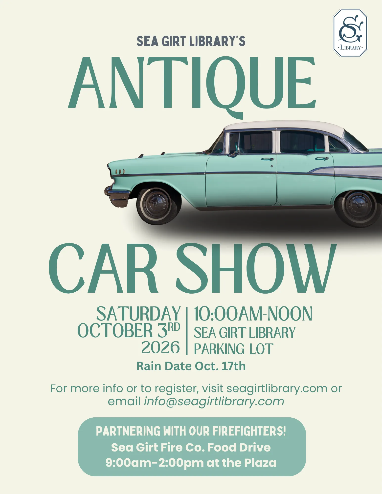 Antique Car Show on Oct. 3 from 10 AM-12 PM