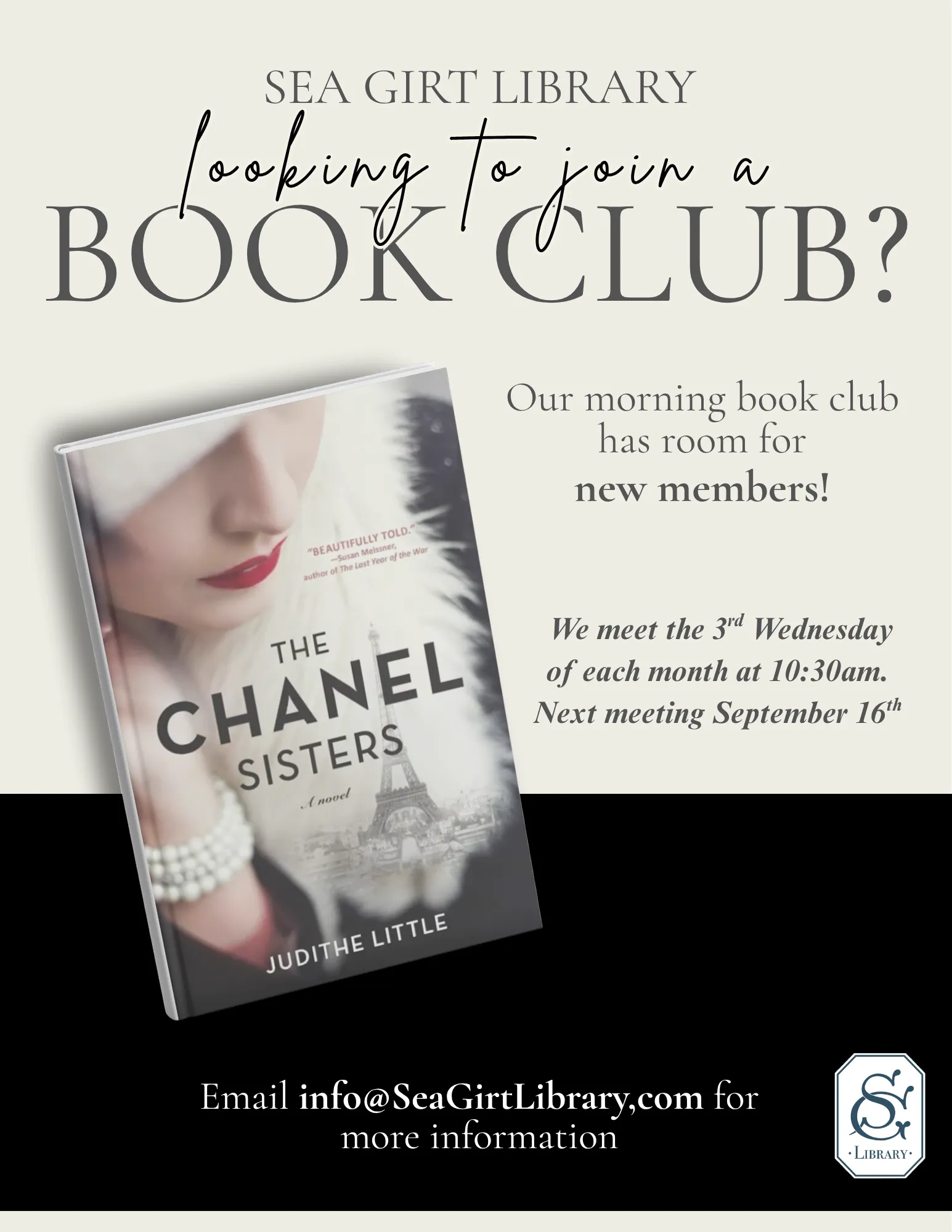 Morning Book Club on Sept. 16 @ 10:30 AM