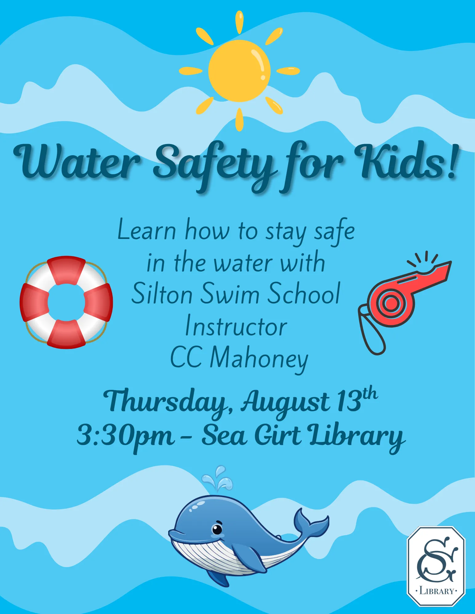 Water Safety for Kids on Aug. 13 @ 3:30 PM